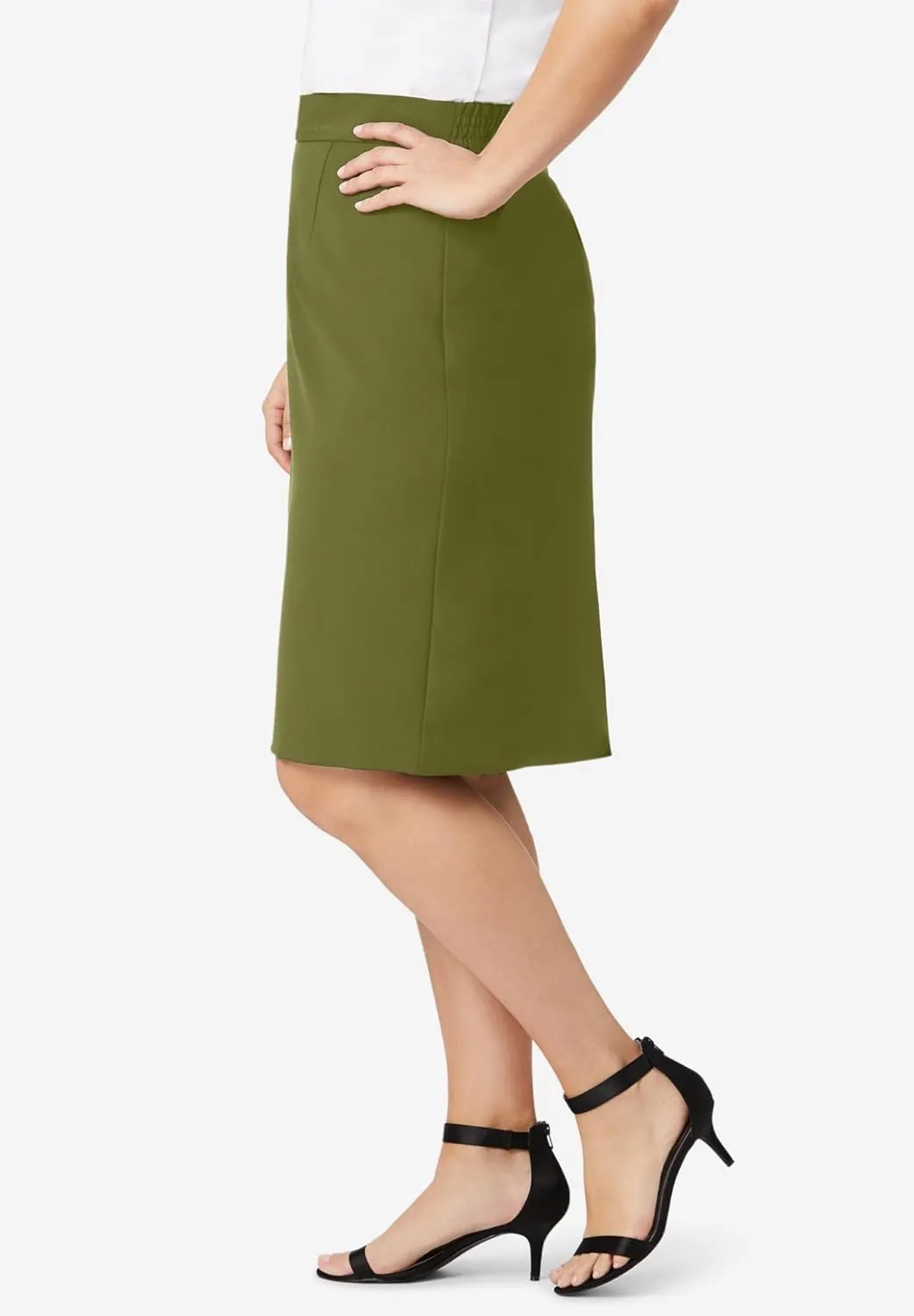 Jessica London Women's Plus Size Casual Tummy Control Bi-Stretch Pencil Skirt