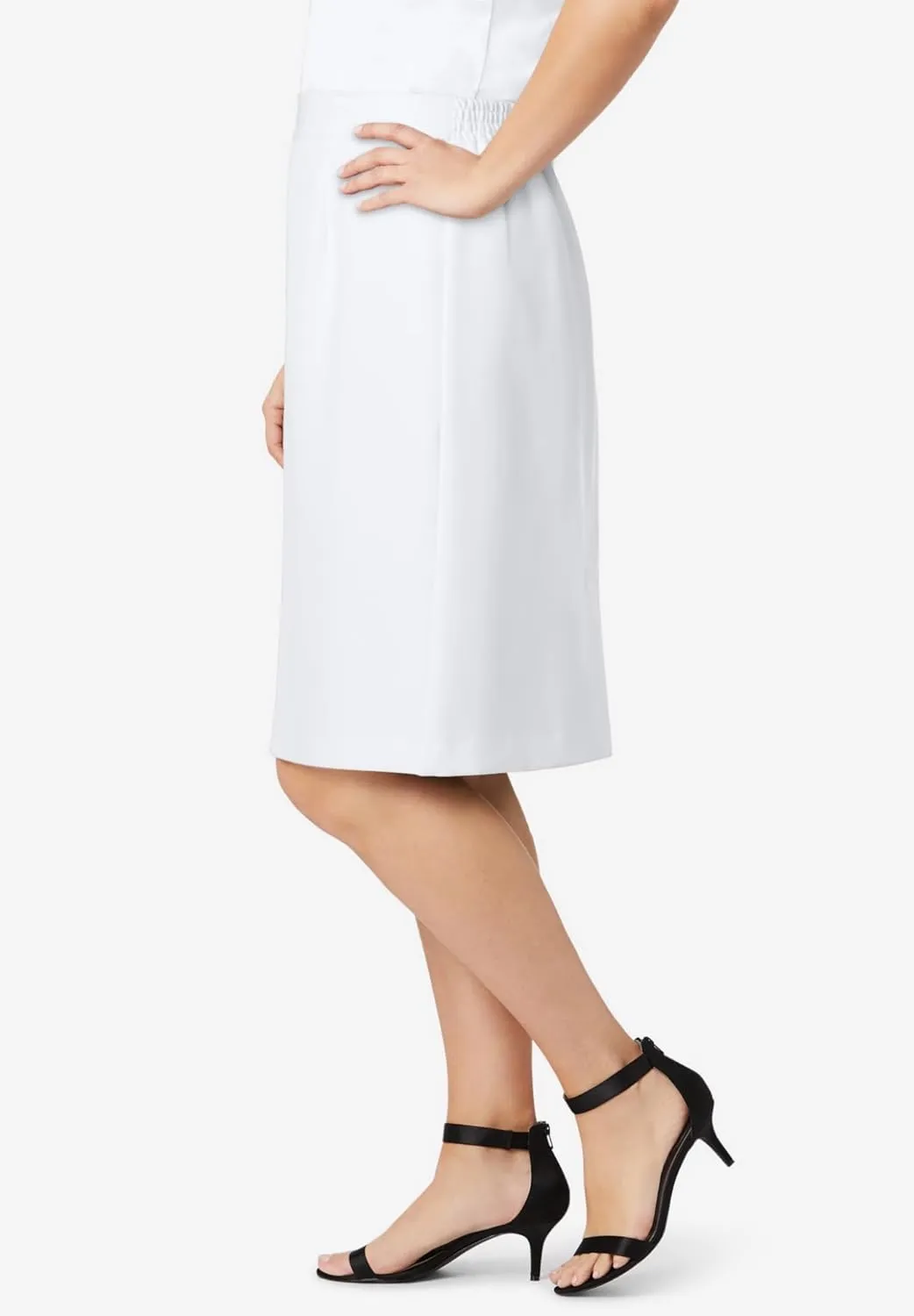Jessica London Women's Plus Size Casual Tummy Control Bi-Stretch Pencil Skirt