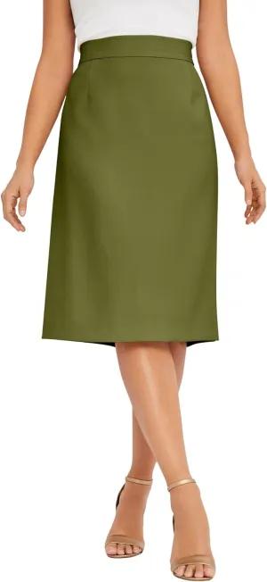 Jessica London Women's Plus Size Casual Tummy Control Bi-Stretch Pencil Skirt