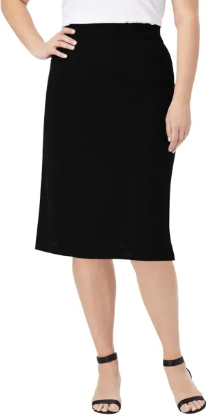 Jessica London Women's Plus Size Casual Tummy Control Bi-Stretch Pencil Skirt