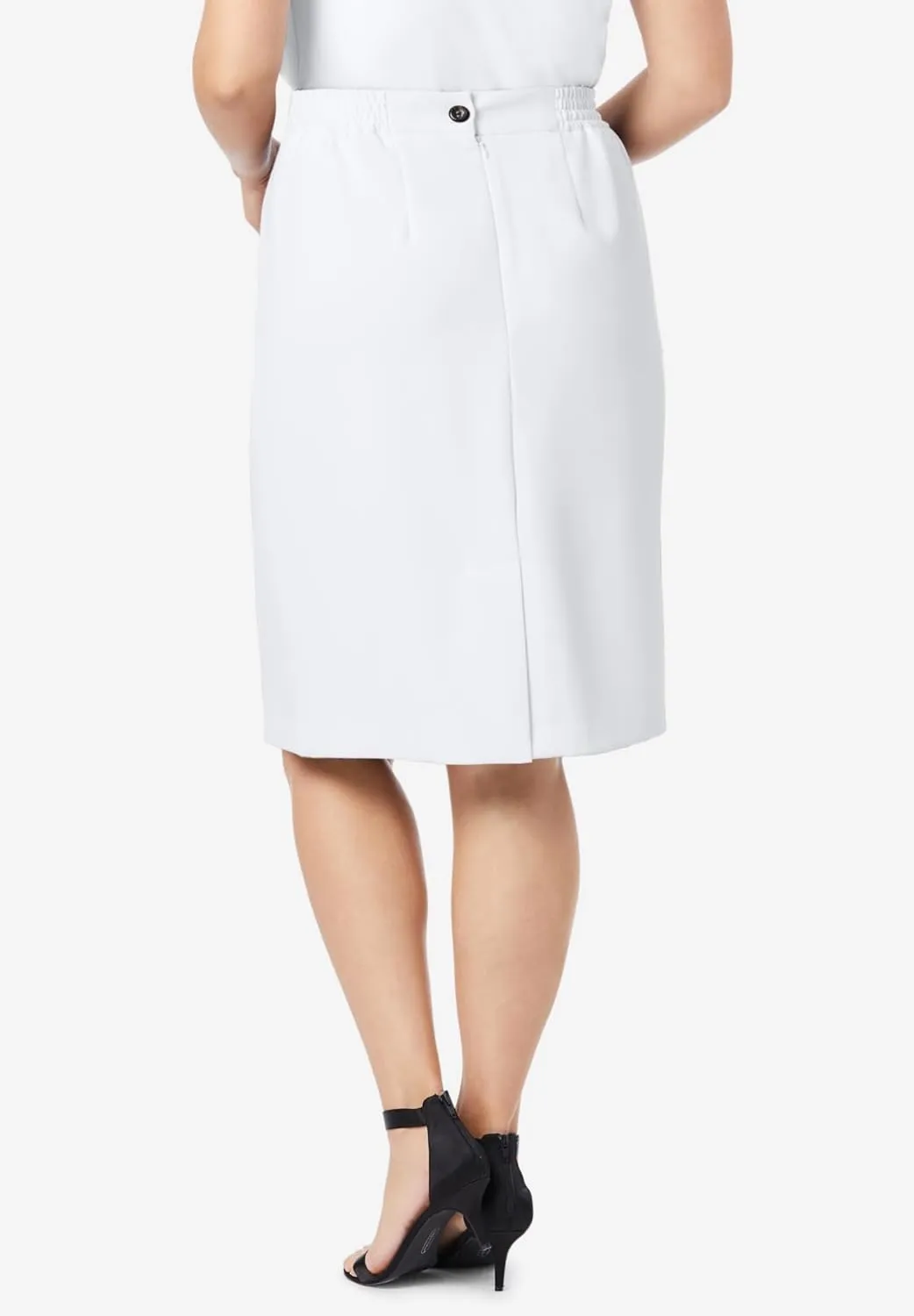 Jessica London Women's Plus Size Casual Tummy Control Bi-Stretch Pencil Skirt