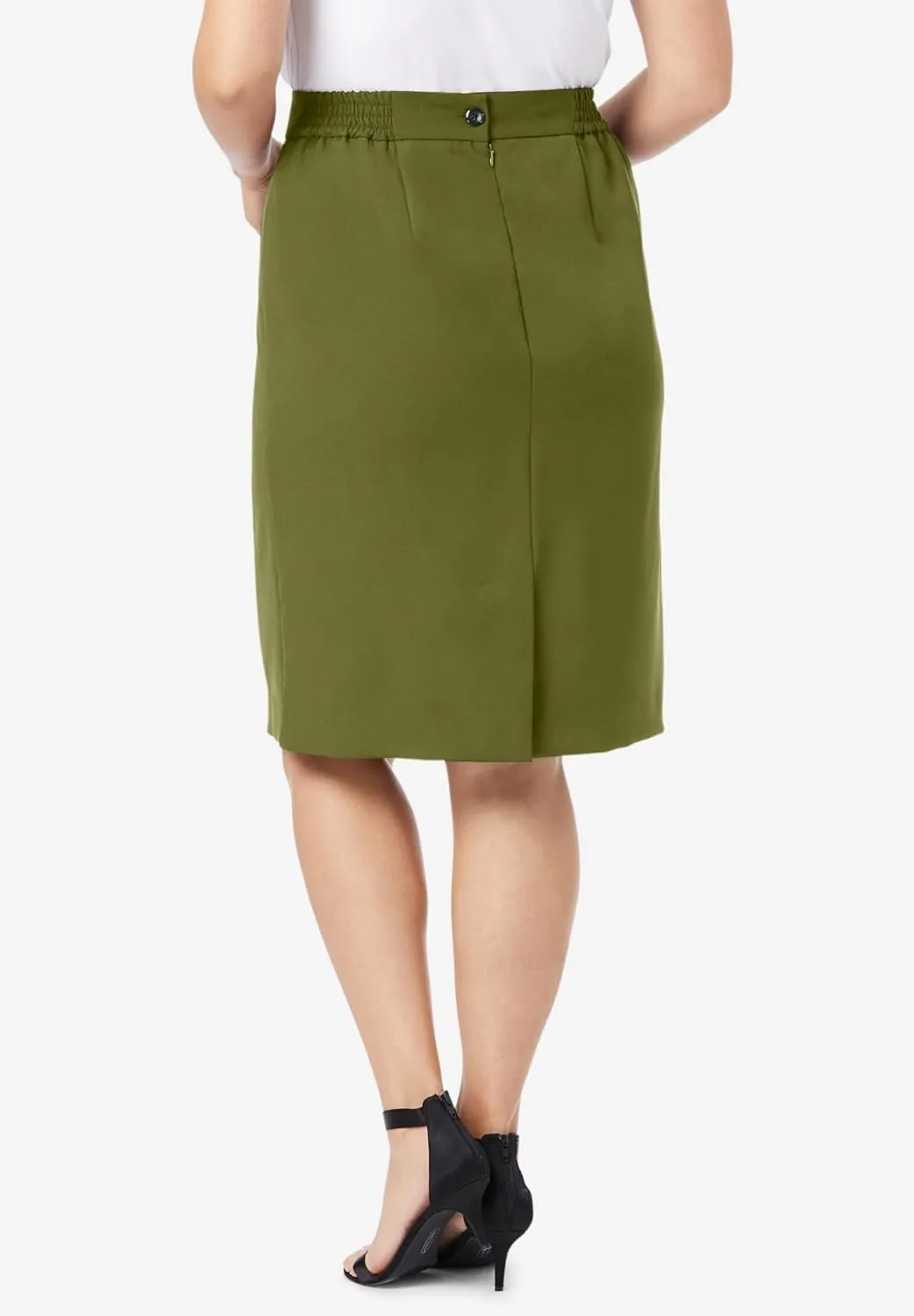 Jessica London Women's Plus Size Casual Tummy Control Bi-Stretch Pencil Skirt