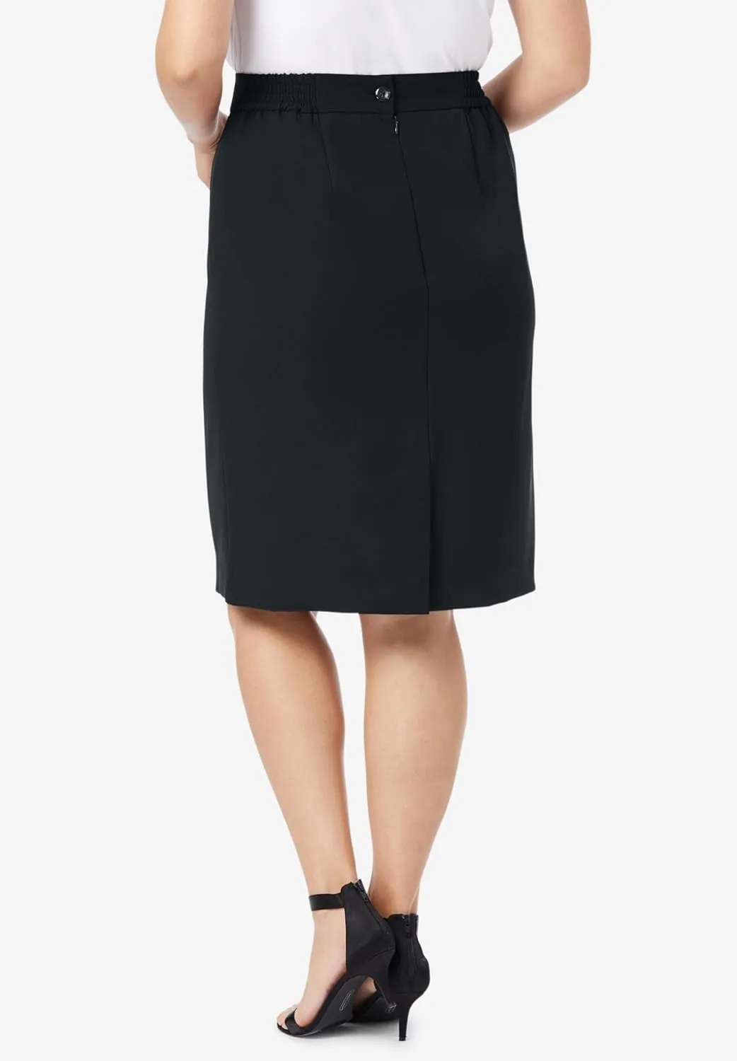 Jessica London Women's Plus Size Casual Tummy Control Bi-Stretch Pencil Skirt