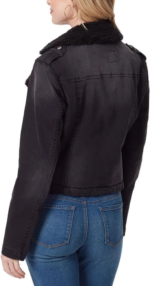 Jessica Simpson Women's Finley Faux Fur Lined Moto Jacket Standard