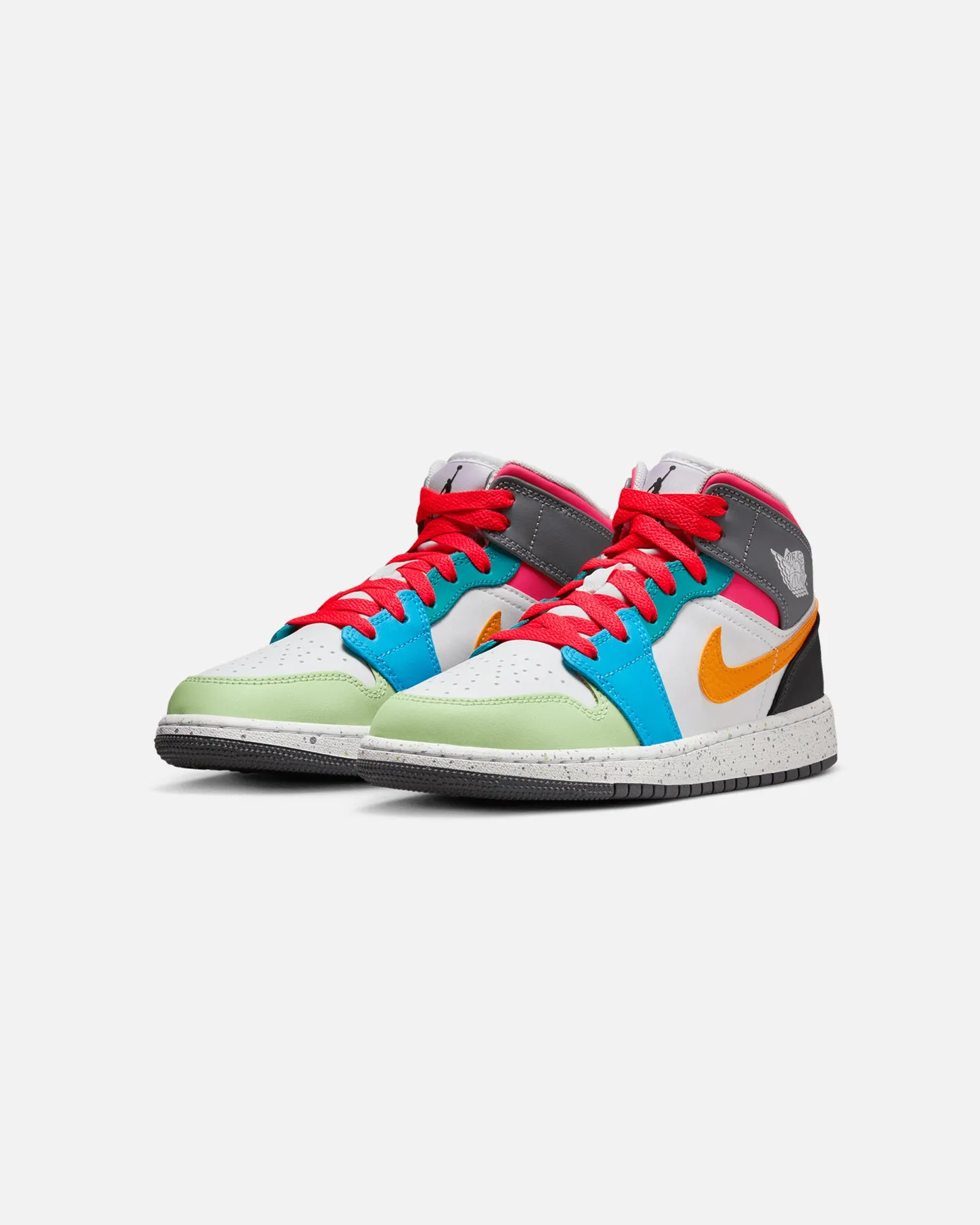 Jordan Kids' Air Jordan 1 Mid SE "Multi-Colour" (GS) White/Taxi/Dark Shadow/Hyper Pink/New Emerald/Vapour Green