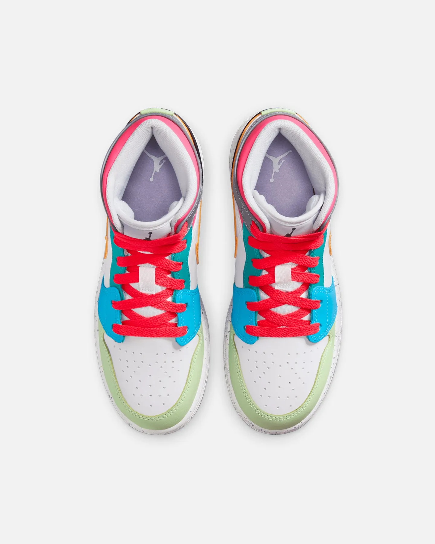Jordan Kids' Air Jordan 1 Mid SE "Multi-Colour" (GS) White/Taxi/Dark Shadow/Hyper Pink/New Emerald/Vapour Green