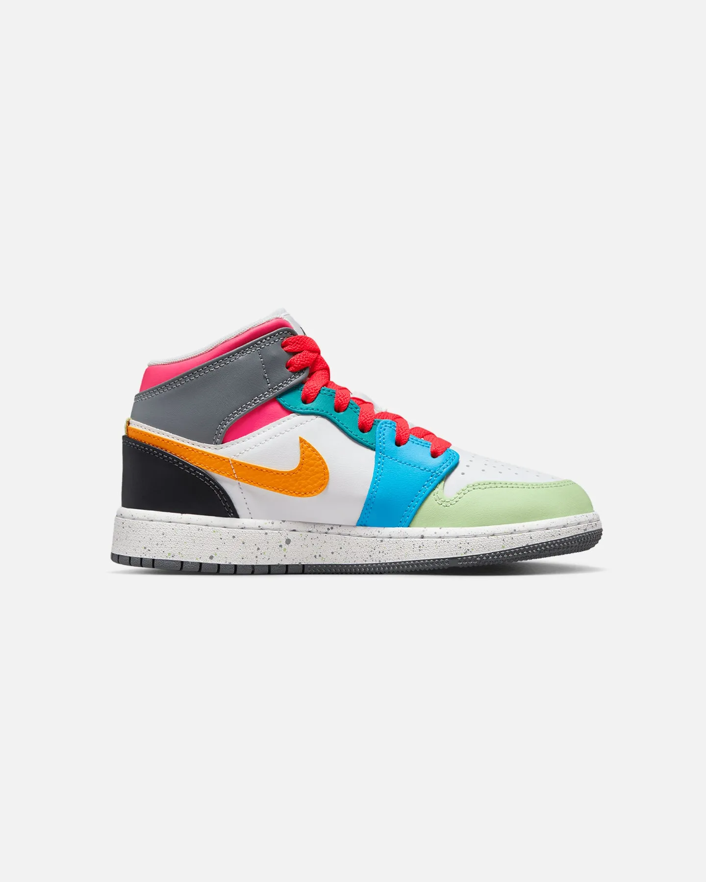 Jordan Kids' Air Jordan 1 Mid SE "Multi-Colour" (GS) White/Taxi/Dark Shadow/Hyper Pink/New Emerald/Vapour Green
