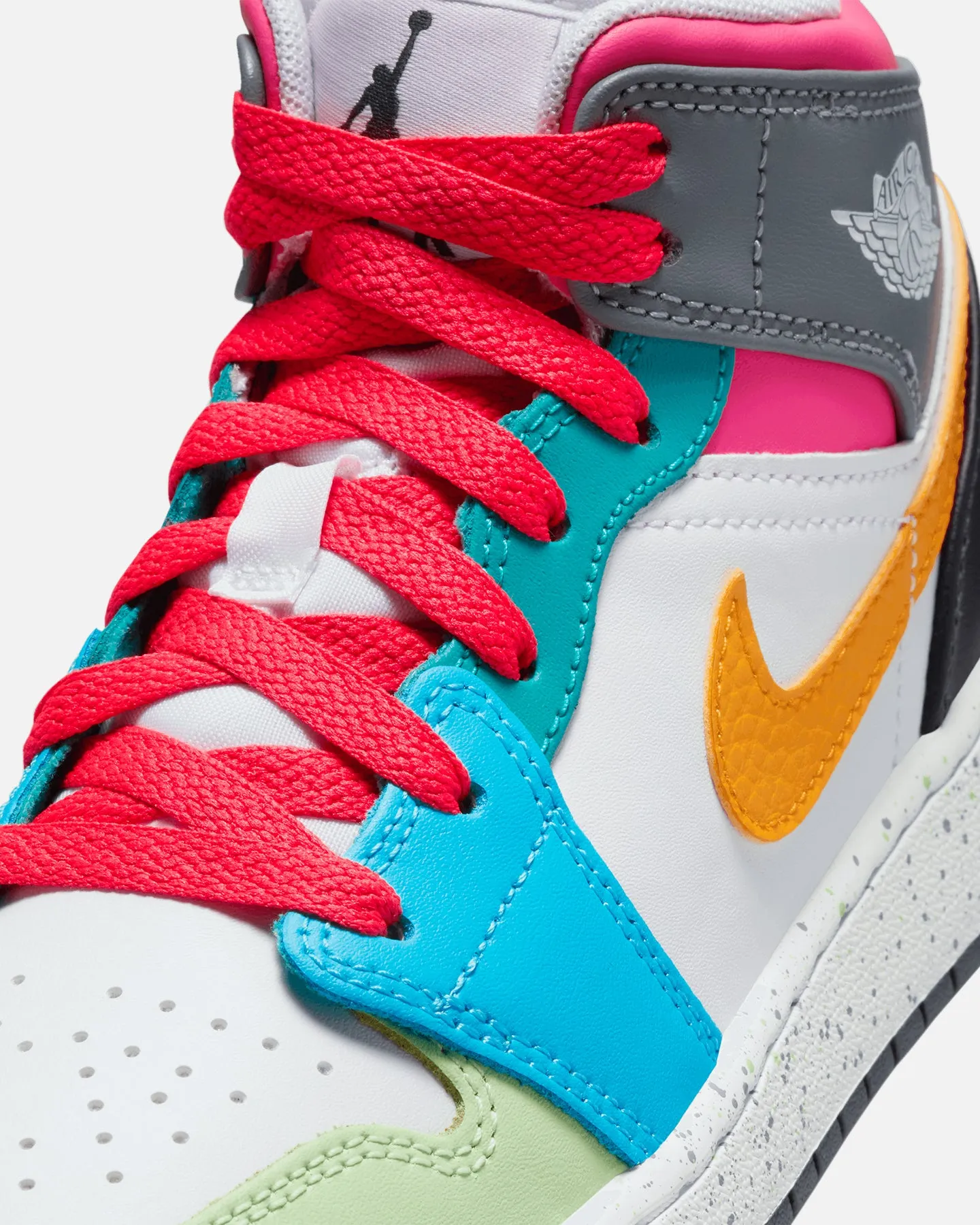 Jordan Kids' Air Jordan 1 Mid SE "Multi-Colour" (GS) White/Taxi/Dark Shadow/Hyper Pink/New Emerald/Vapour Green