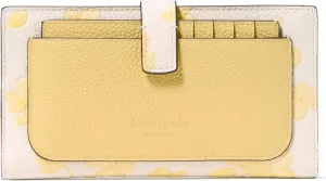 kate spade new york AVA Spring PANSISES Embossed Pebbled Leather 2 in 1 Bifold Wallet, Yuzu Jam Multi