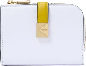 kate spade new york Deco Colorblocked Pebbled Leather Small Compact Wallet, Pale Sapphirine Multi