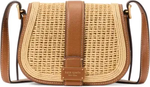 kate spade new york Nouveau Straw Mini Saddle, Cavern Clay Multi