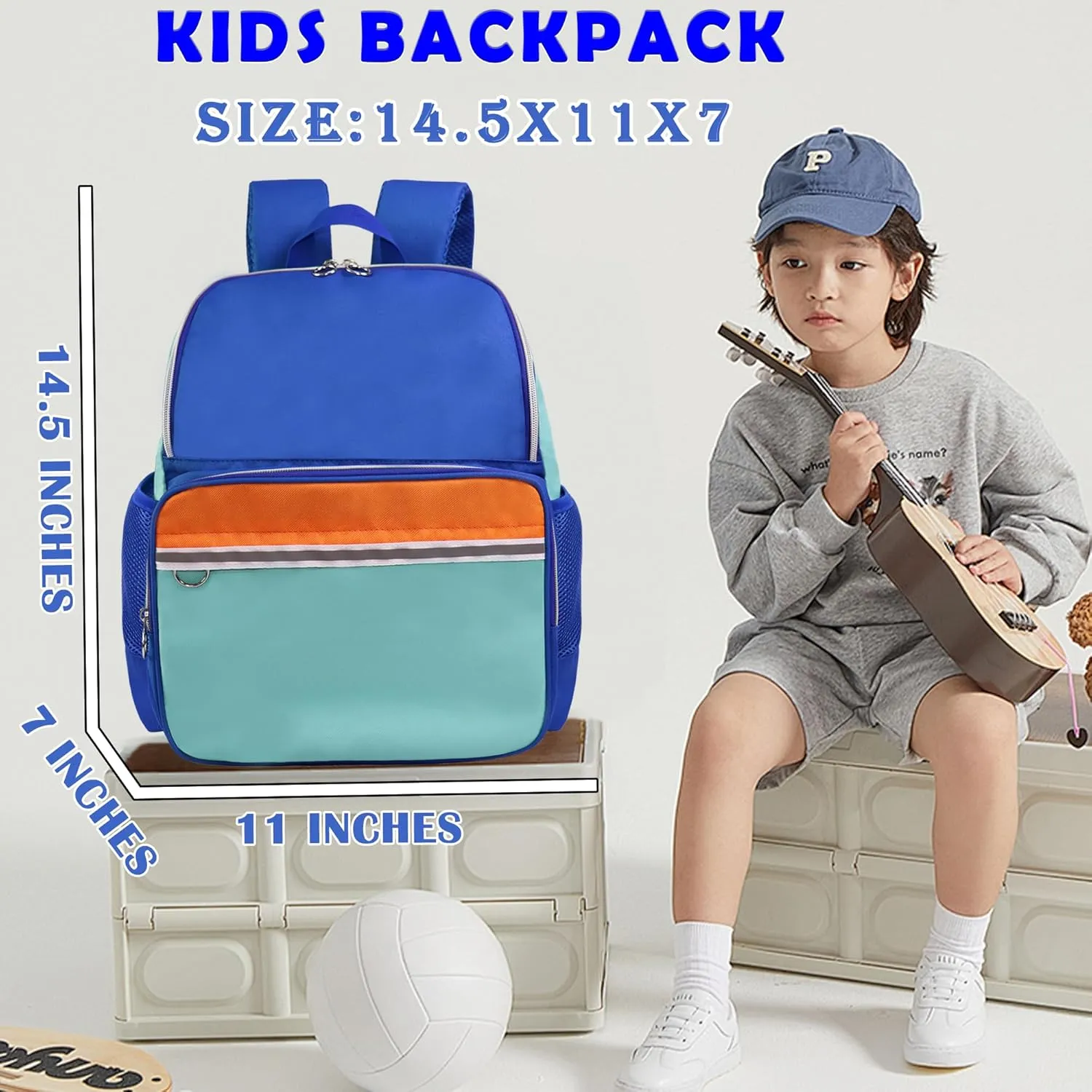 Kids Backpack for Boys, Preschool Toddler Mini Backpack for School & Travel, Small Child Backpack, Kindergarten Elementary Bag, Blue