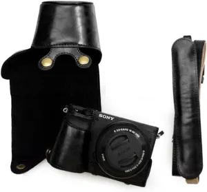 kinokoo Sony A6400 Case PU Leather Protective Case Cpmpatible for SONY A6400 A6100 A6000 A6300 with 16-50mm Lens Camera Black