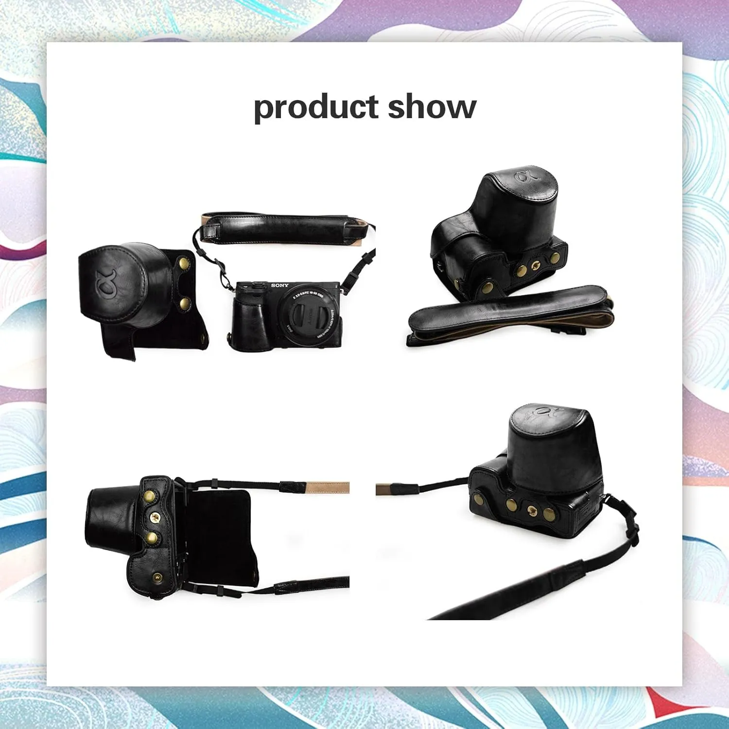kinokoo Sony A6400 Case PU Leather Protective Case Cpmpatible for SONY A6400 A6100 A6000 A6300 with 16-50mm Lens Camera Black