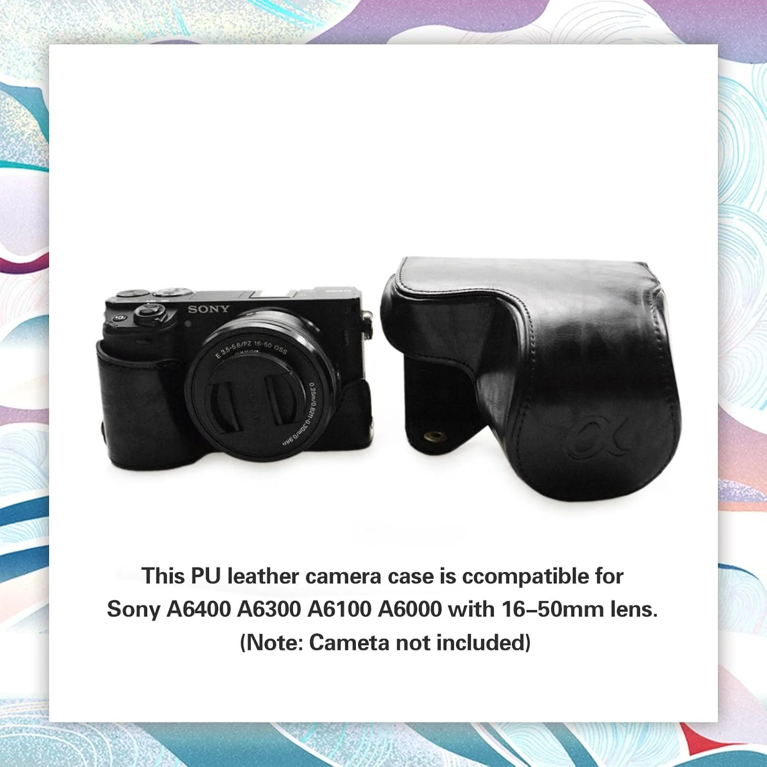 kinokoo Sony A6400 Case PU Leather Protective Case Cpmpatible for SONY A6400 A6100 A6000 A6300 with 16-50mm Lens Camera Black