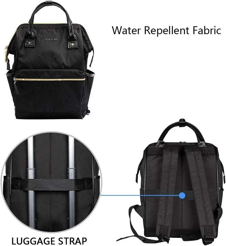 KROSER Laptop Backpack 15.6 Inch Stylish Backpack Doctor Bag Water Repellent College Casual Daypack with USB Port Travel Business Work Bag for Men/Women-Black