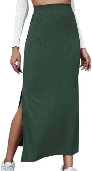 Ladies Skorts Skirt for Women Ribbed Wrap Slit Pencil Criss Cross Basic Maxi Long Skorts 2025 Regular Fit