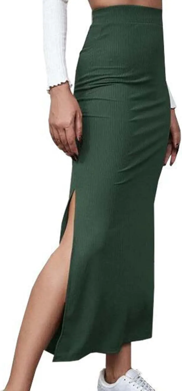 Ladies Skorts Skirt for Women Ribbed Wrap Slit Pencil Criss Cross Basic Maxi Long Skorts 2025 Regular Fit
