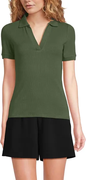 Lands' End Women's Short Sleeve Wide Rib Polo