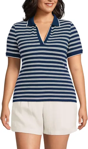 Lands' End Women's Short Sleeve Wide Rib Polo