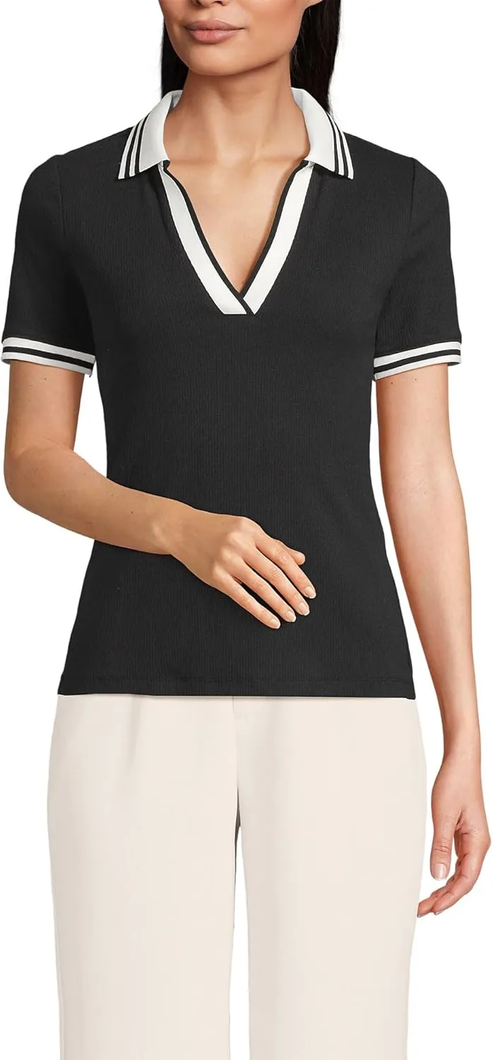 Lands' End Women's Short Sleeve Wide Rib Polo
