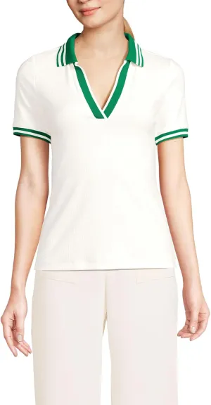 Lands' End Women's Short Sleeve Wide Rib Polo