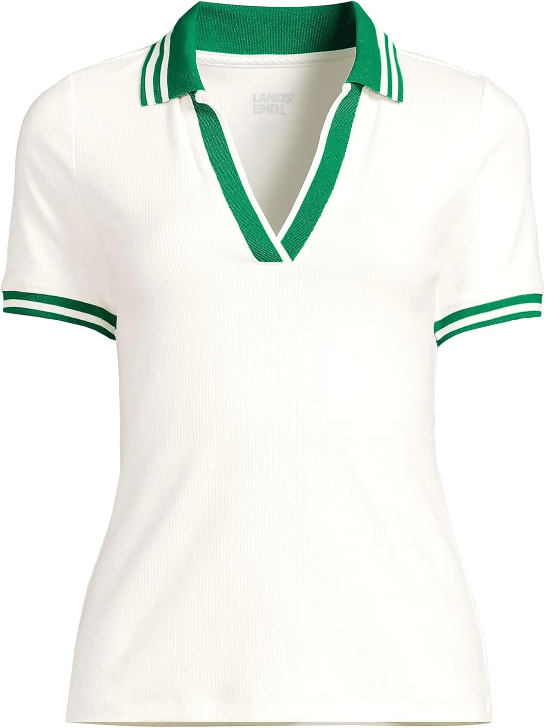 Lands' End Women's Short Sleeve Wide Rib Polo