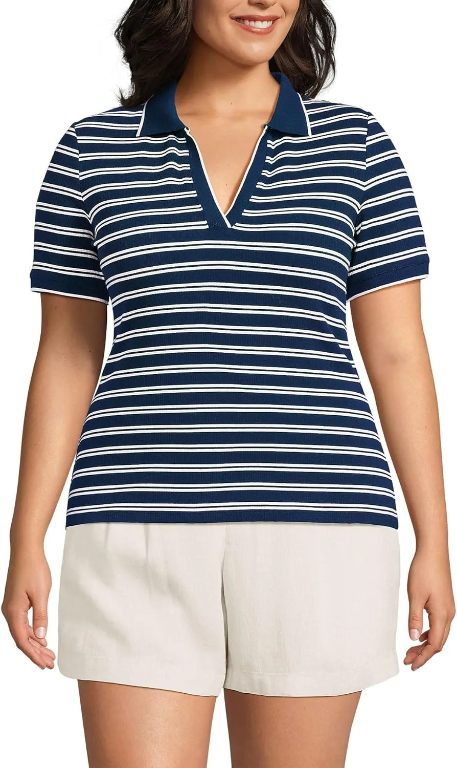 Lands' End Women's Short Sleeve Wide Rib Polo
