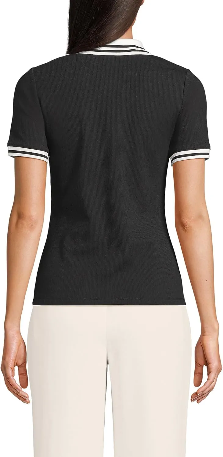 Lands' End Women's Short Sleeve Wide Rib Polo