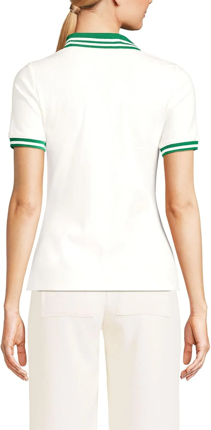 Lands' End Women's Short Sleeve Wide Rib Polo