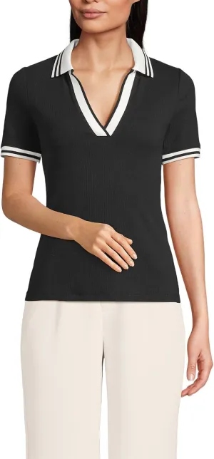 Lands' End Women's Short Sleeve Wide Rib Polo