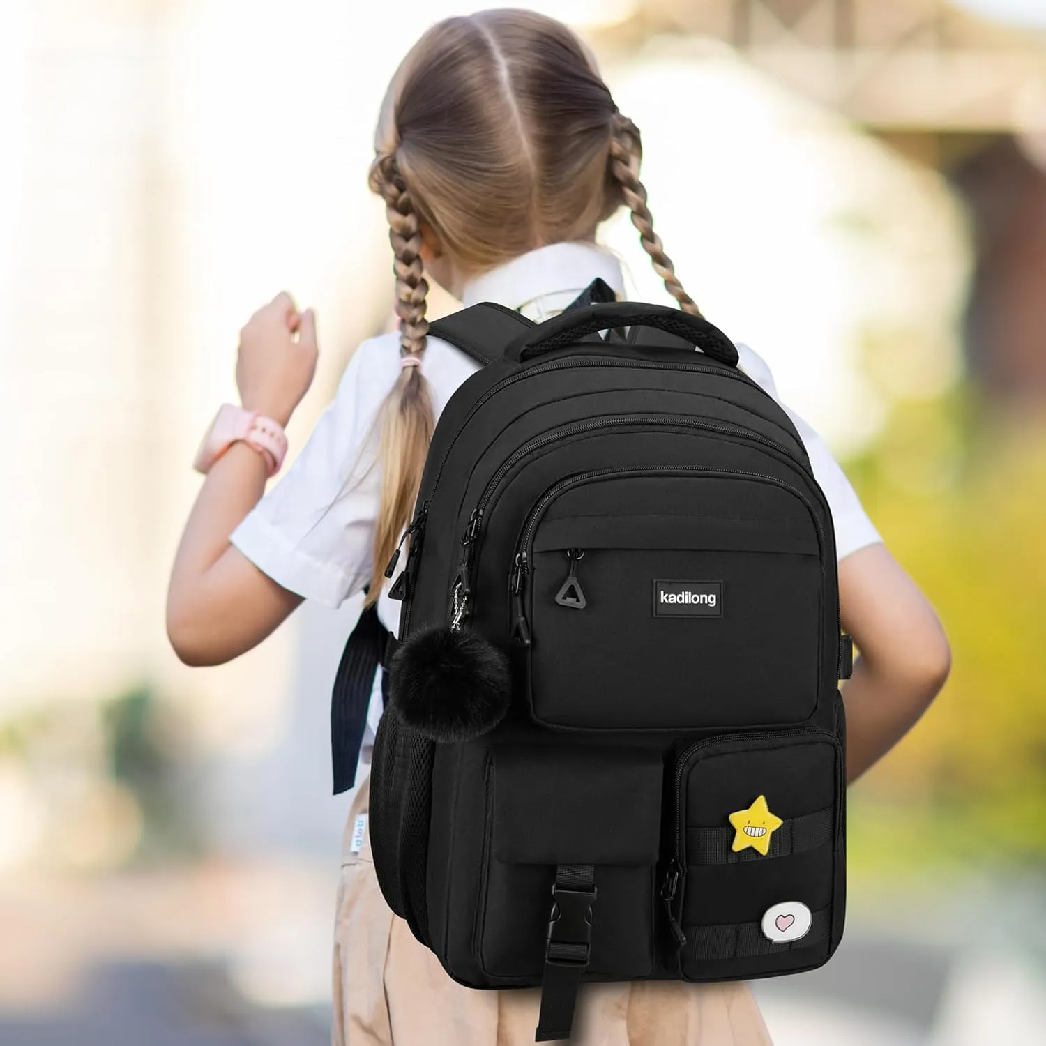 Laptop Backpack for College Student Women Middle High School Teen Girls Bookbag Mochila Escolares para Nias Mujeres(Black)