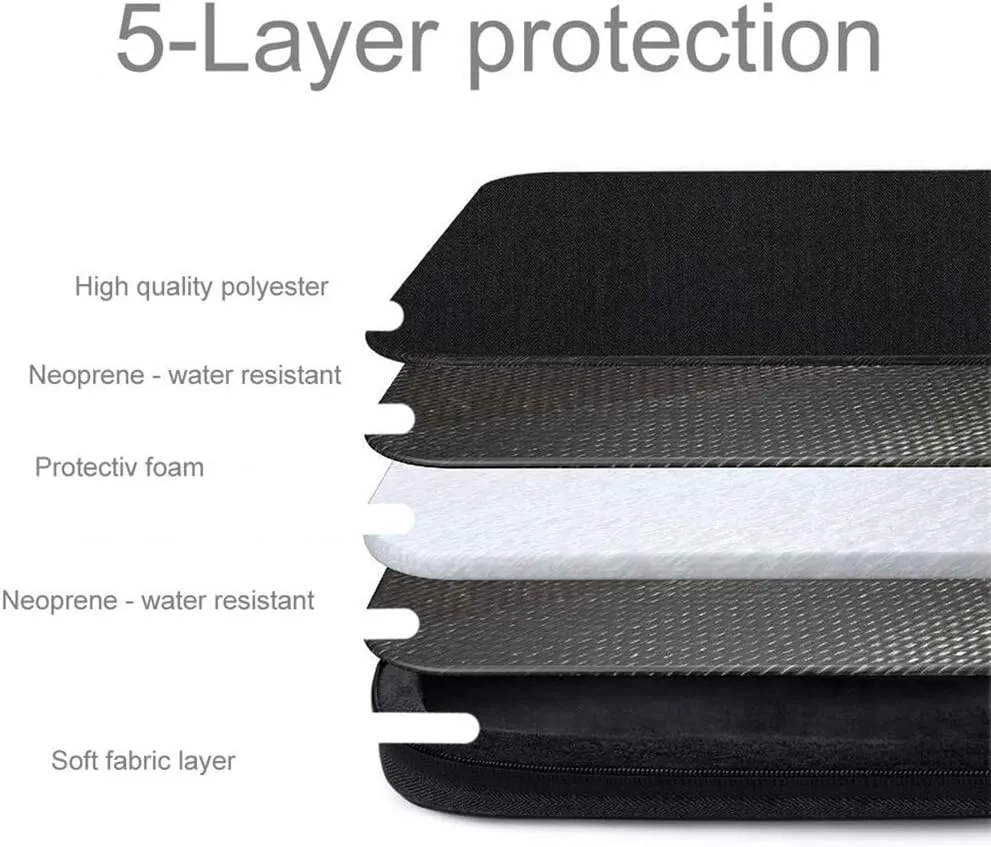 Laptop Bag 15.6'' in Black  Notebook Computer Cover Made of Fabric with Velvet Lining, Compartment and Anti-Scratch Zipper  Protection Sleeve Case
