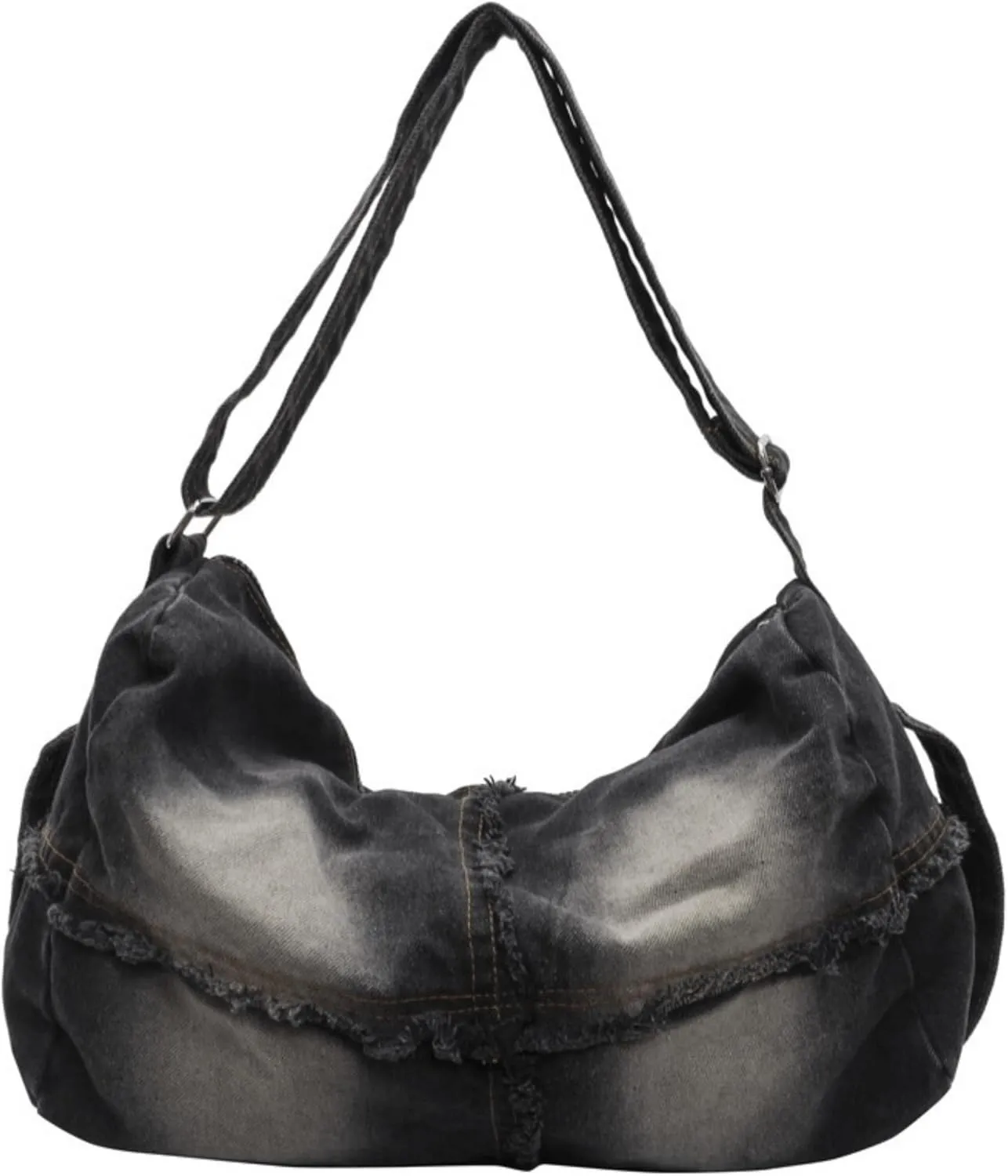 Large Denim Shoulder Bag for Women Trendy, Aesthetic Jean Bucket Pocketbook