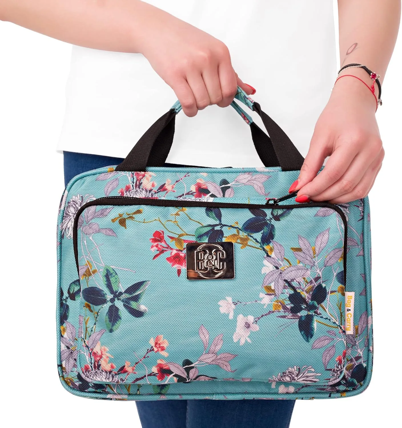 Large Travel Hanging Toiletry Bag For Women With Jewelry Organizer - Folding Bathroom Toiletry Cosmetic Organizer - XL Hanging Travel Bag For Full Size Toiletries
