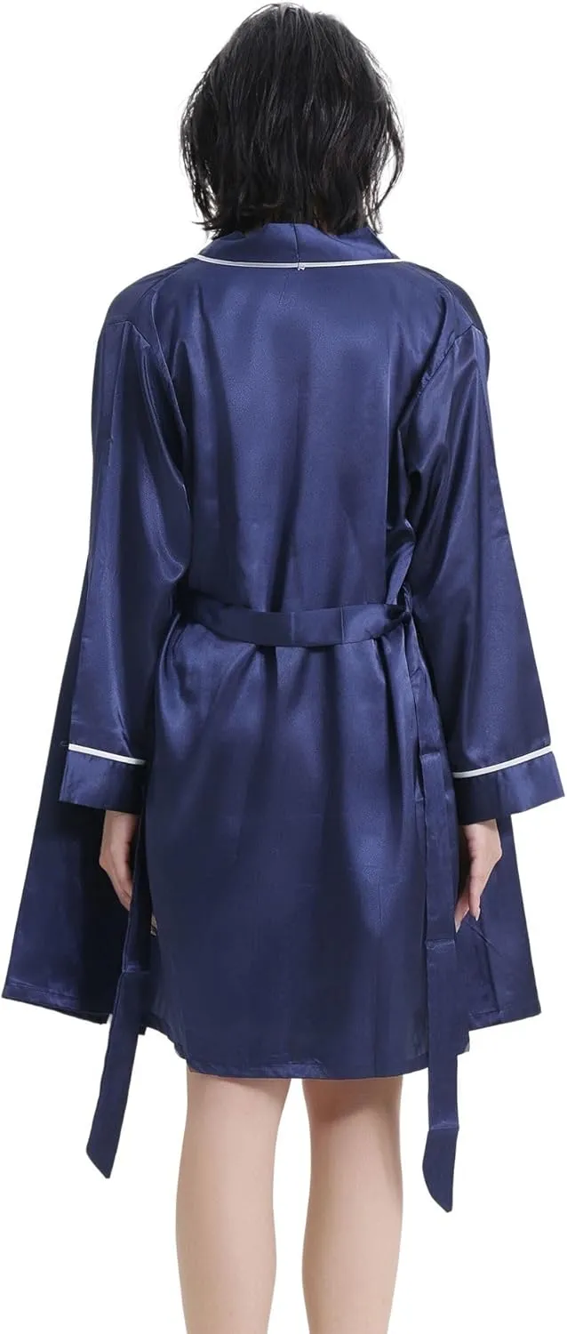 LECHERY Lustrous Silky Shiny Satin 3-Piece Pajama Sleepwear Set, Camisole, Shorts, Robe Loungewear