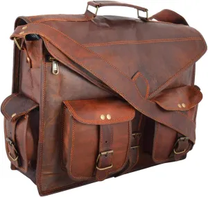 Lexther Vintage Handmade Leather Messenger Bag for Laptop Briefcase Satchel Bag | Genuine Full Grain Goat Leather