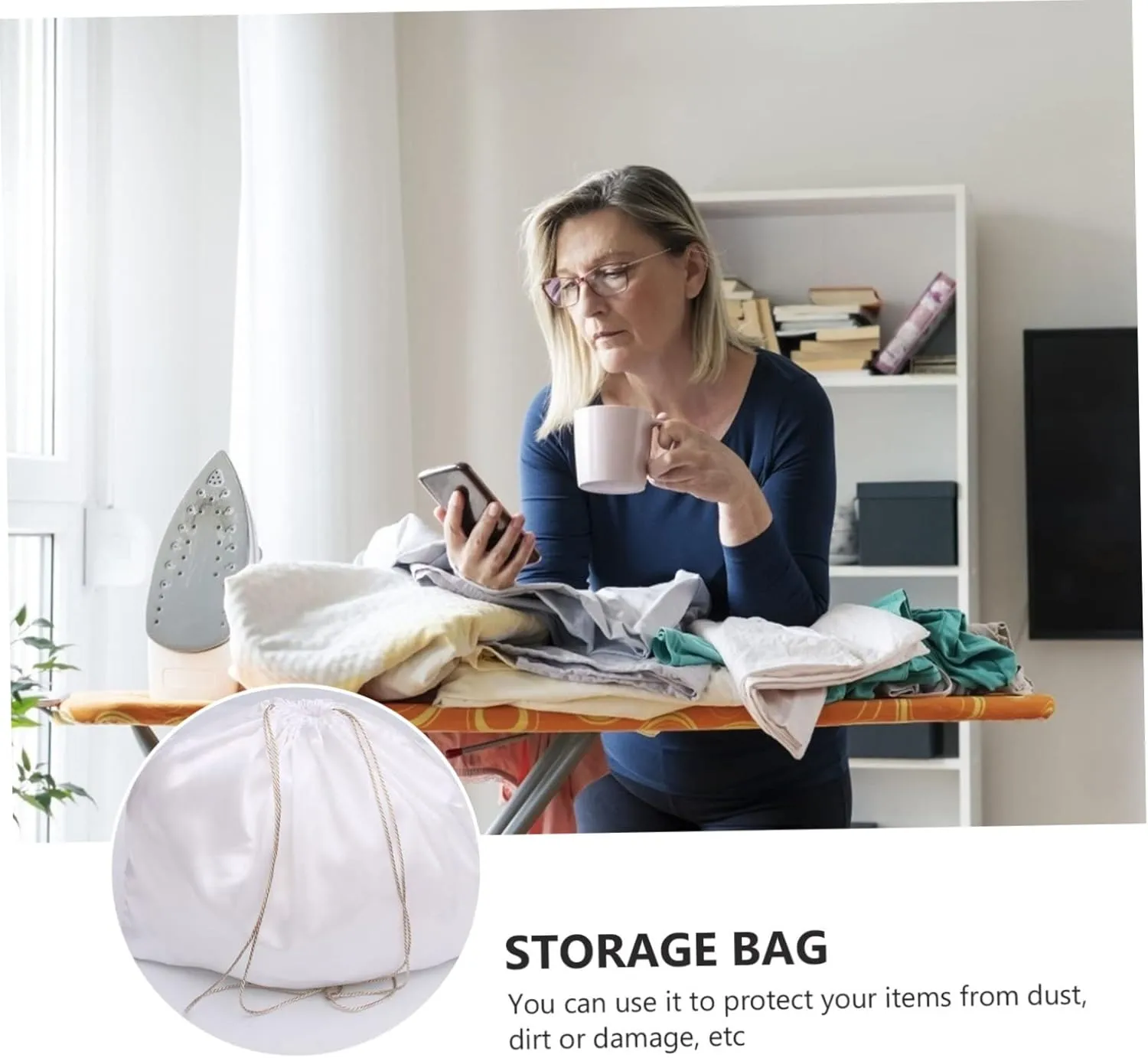 LIFKOME 2pcs Drawstring Household Bag Set Large Volume Dustproof Bag for Bedding Blankets Dolls and Easy to Fold