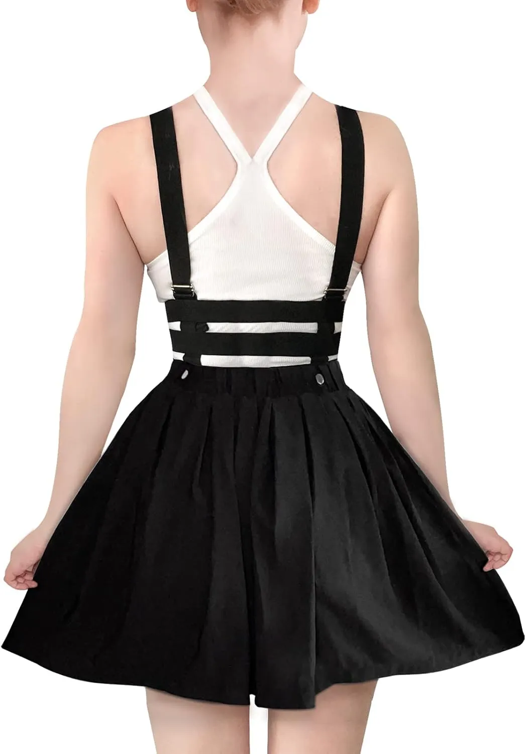 Littleforbig Overall Skirt Romper - Pleated Bondage Detachable Jumperskirt