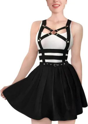 Littleforbig Overall Skirt Romper - Pleated Bondage Detachable Jumperskirt