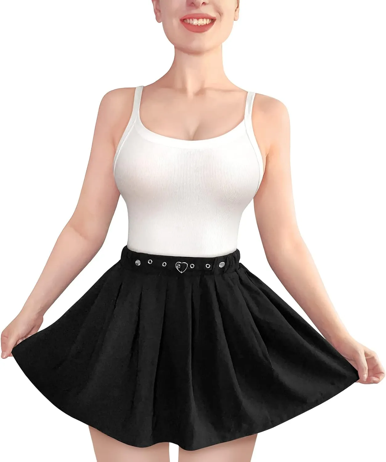 Littleforbig Overall Skirt Romper - Pleated Bondage Detachable Jumperskirt