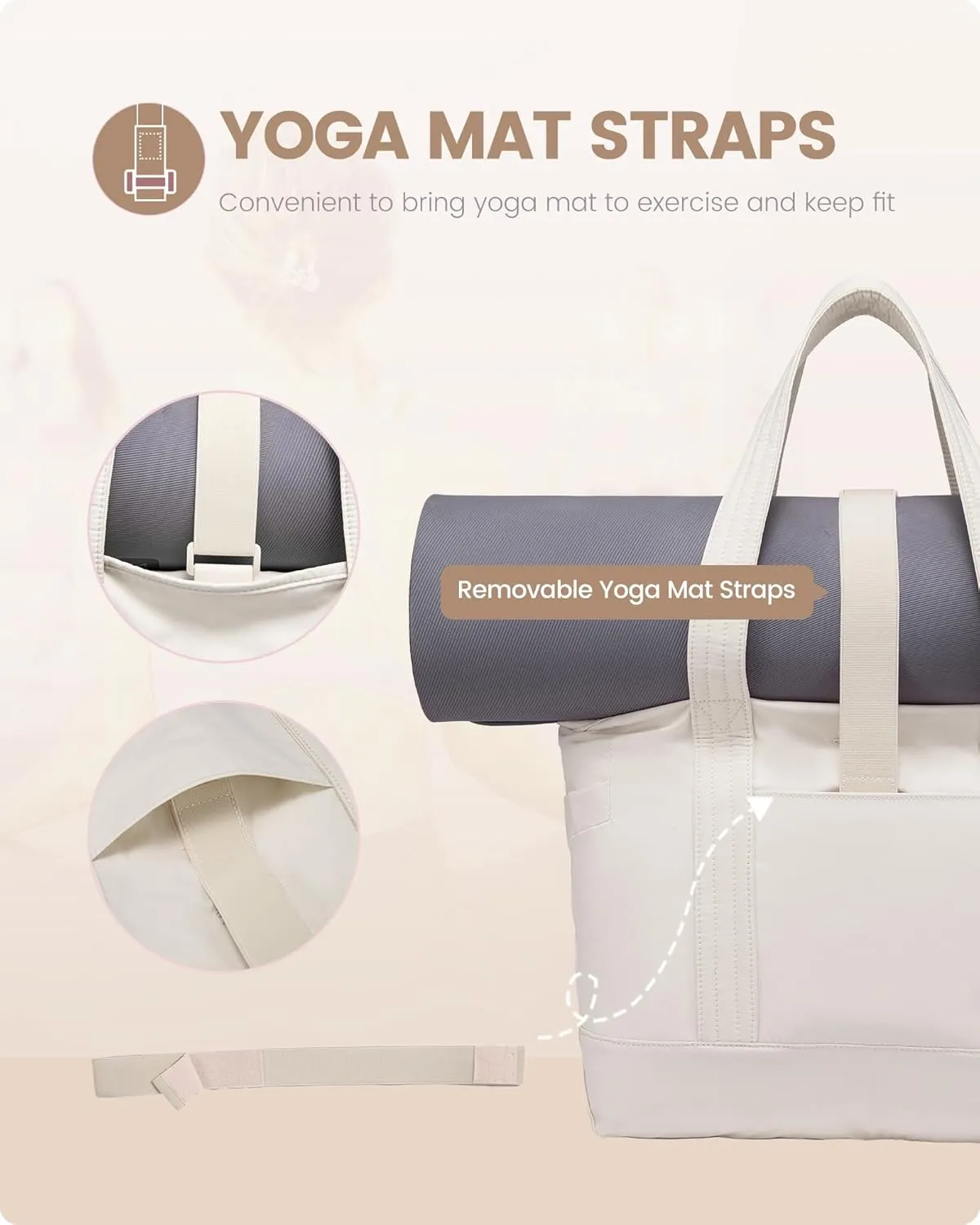 LOVEVOOK Tote Bag for Women,Lightweight Gym Tote Bag with Zipper,Work Tote with Laptop Pocket,Nurse Dance Yoga Bag for Travel