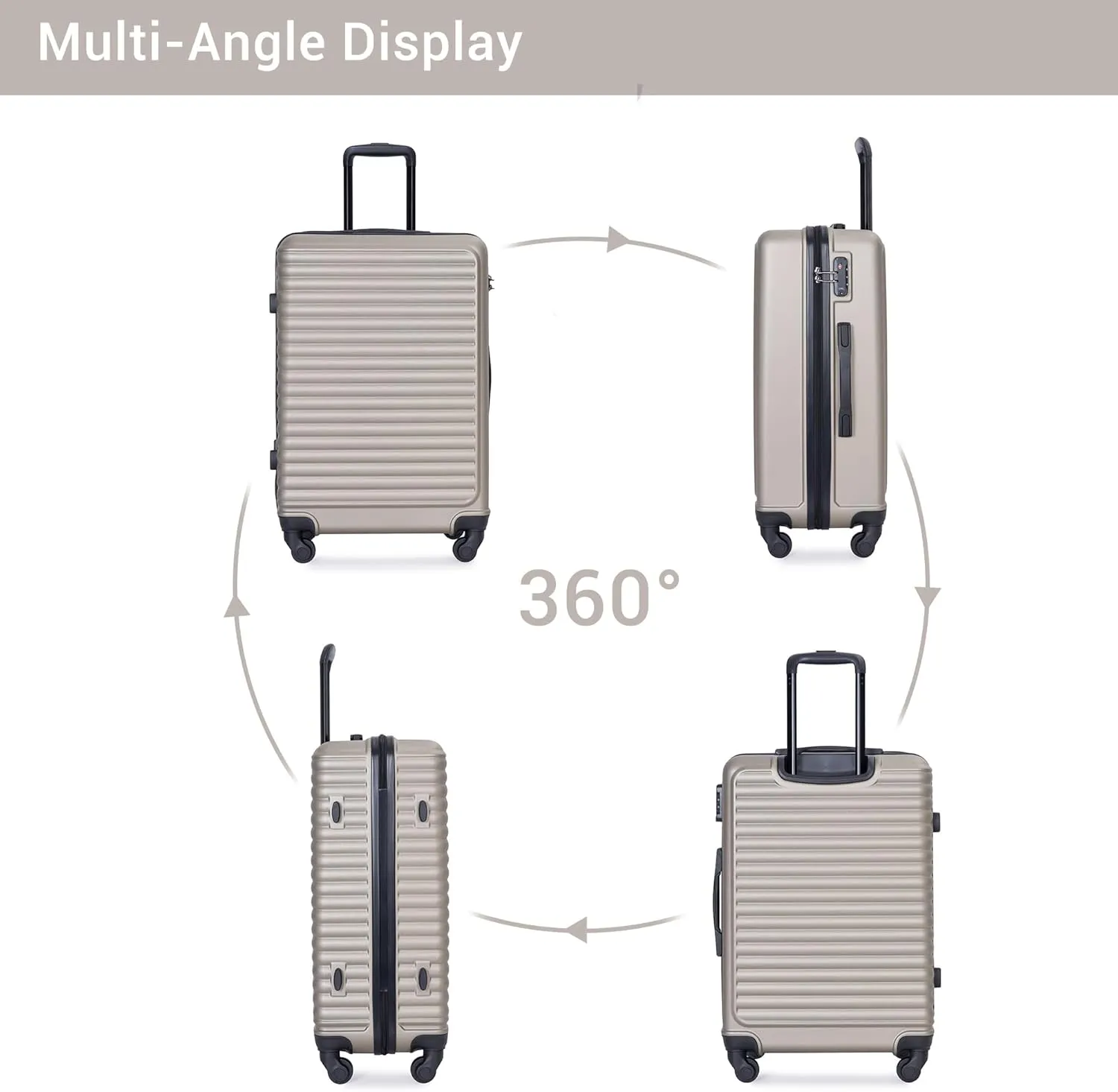 Luggage Sets,3 Piece Suitcase Set,ABS Lightweight Luggage with Spinner Wheels,TSA Lock,Hard Shell Travel Carry-on and Checked Suitcase Sets (Brown)