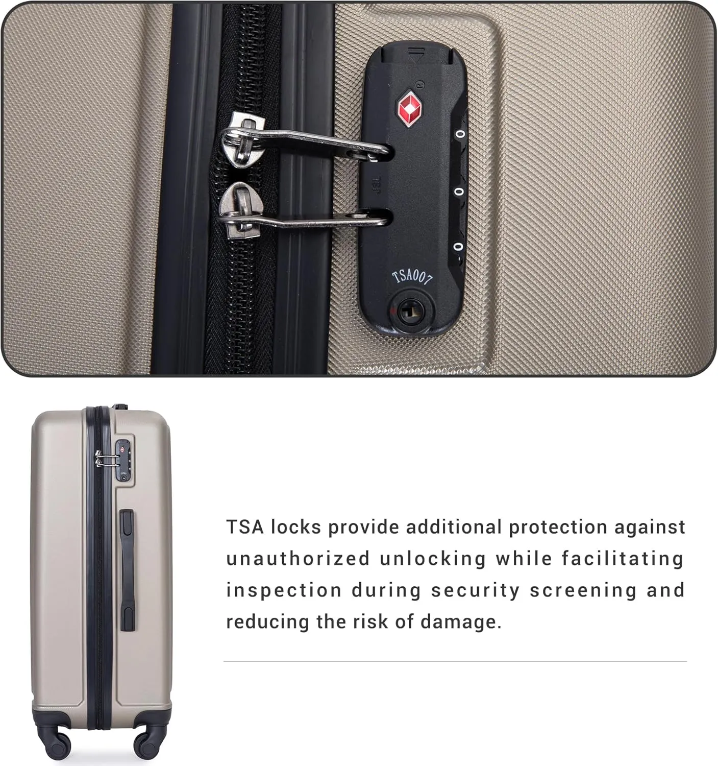 Luggage Sets,3 Piece Suitcase Set,ABS Lightweight Luggage with Spinner Wheels,TSA Lock,Hard Shell Travel Carry-on and Checked Suitcase Sets (Brown)