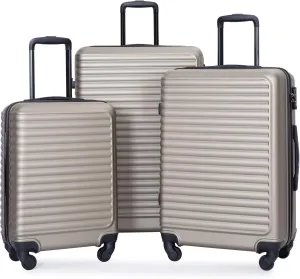 Luggage Sets,3 Piece Suitcase Set,ABS Lightweight Luggage with Spinner Wheels,TSA Lock,Hard Shell Travel Carry-on and Checked Suitcase Sets (Brown)