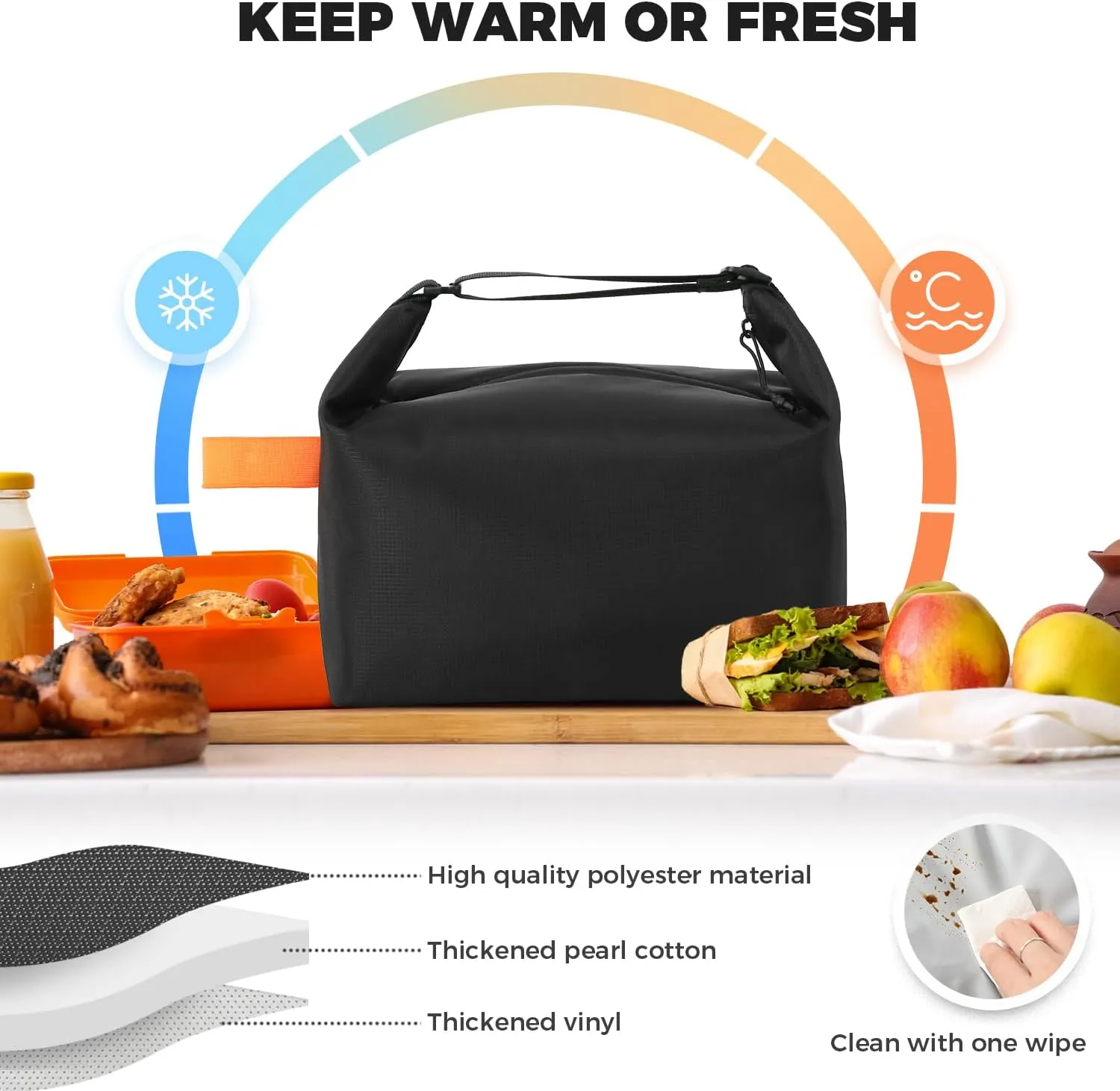 Lunch Bag for Women & Men Crossbody Lunch Box, Leakproof Cooler Bag Fresh Keep Food Lunch Containers High Capacity Reusable Loncheras para Mujer With Zipper Wate Bottle Holder for Work, Picnic, Travel