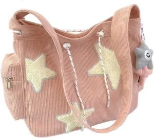 Makukke Y2K Corduroy Shoulder Bag Women, Cute Tote Bag Large Crossbody Bag for Office Work Travel Shopping
