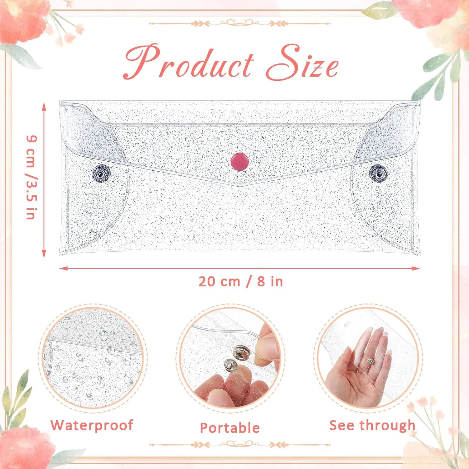 Maxdot 3 Pcs Clear Coin Purse Pouch Wallet Small Holographic Minimalist Iridescent Makeup Bag Makeup Bag Pencil Pouch Clear Transparent Cosmetic Bag Organizer Travel Handbag for Women(White)