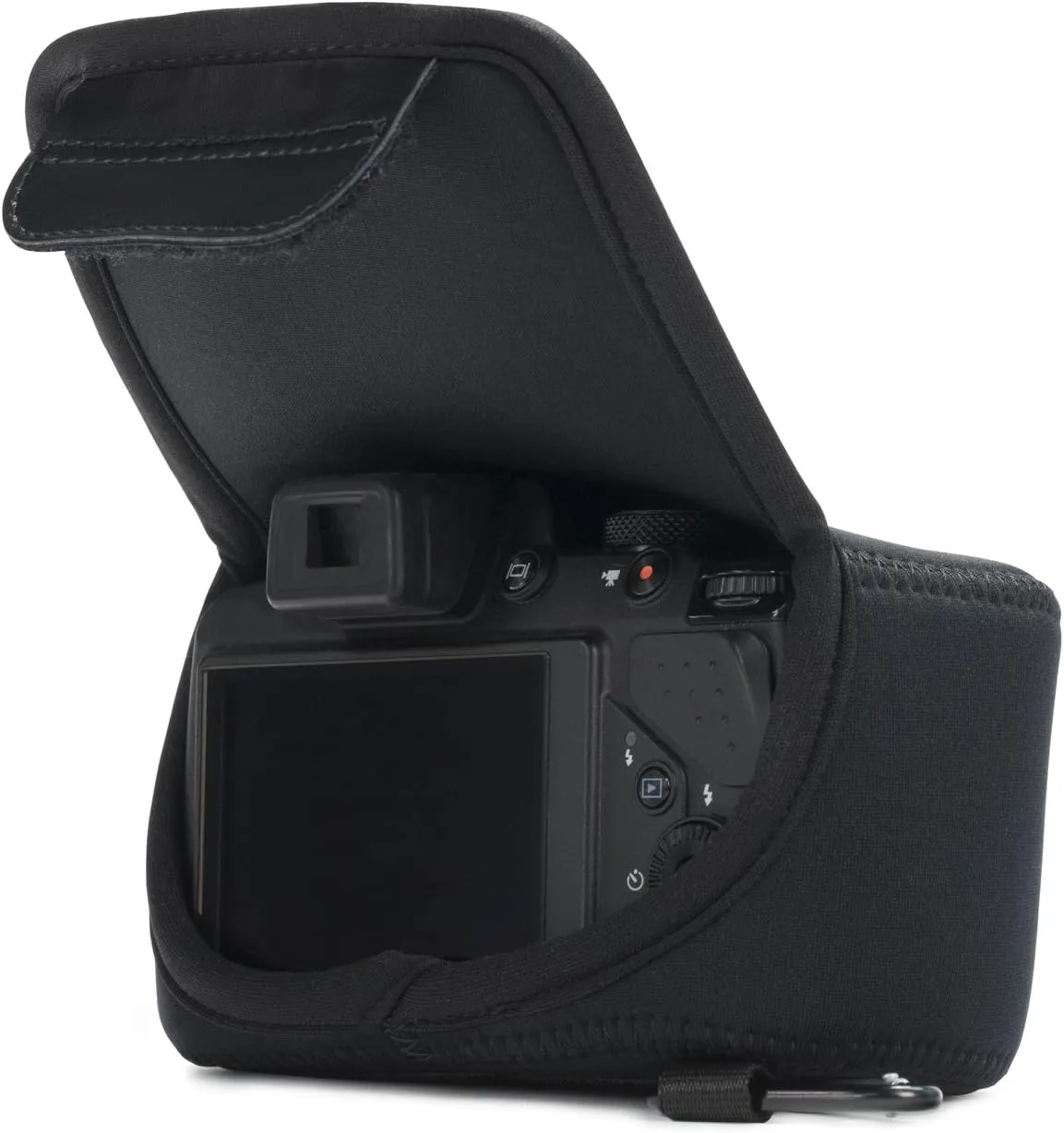 MegaGear Nikon Coolpix L840 Ultra Light Neoprene Camera Case, With Carabiner - Black - MG809