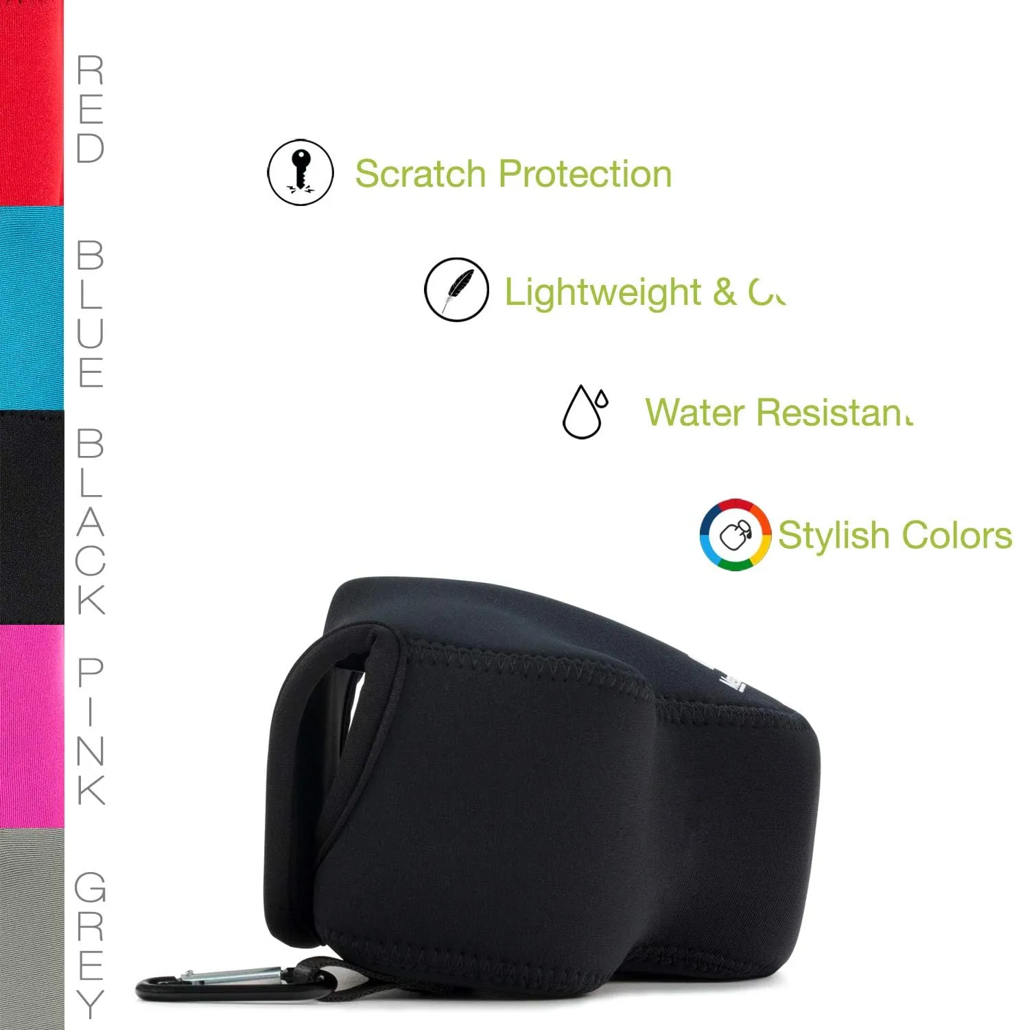 MegaGear Nikon Coolpix L840 Ultra Light Neoprene Camera Case, With Carabiner - Black - MG809